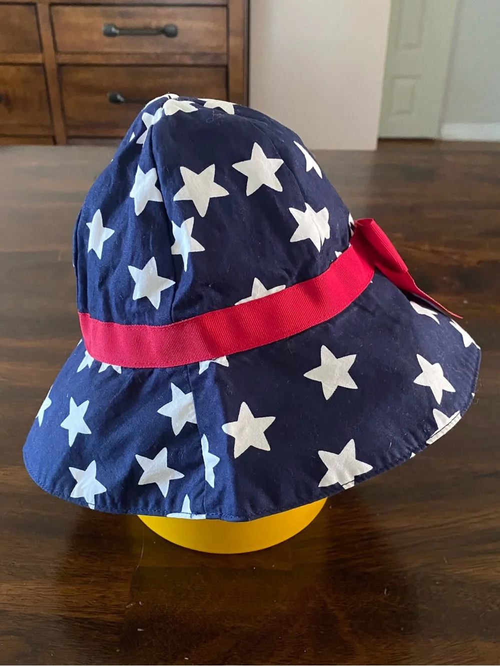 Gymboree Navy Star Print Sun Hat with Red Bow